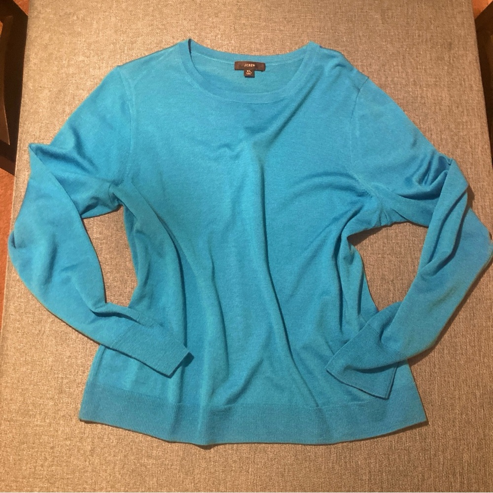 J. Crew Women’s 100% Merino Wool Crewneck Sweater - Turquoise Blue